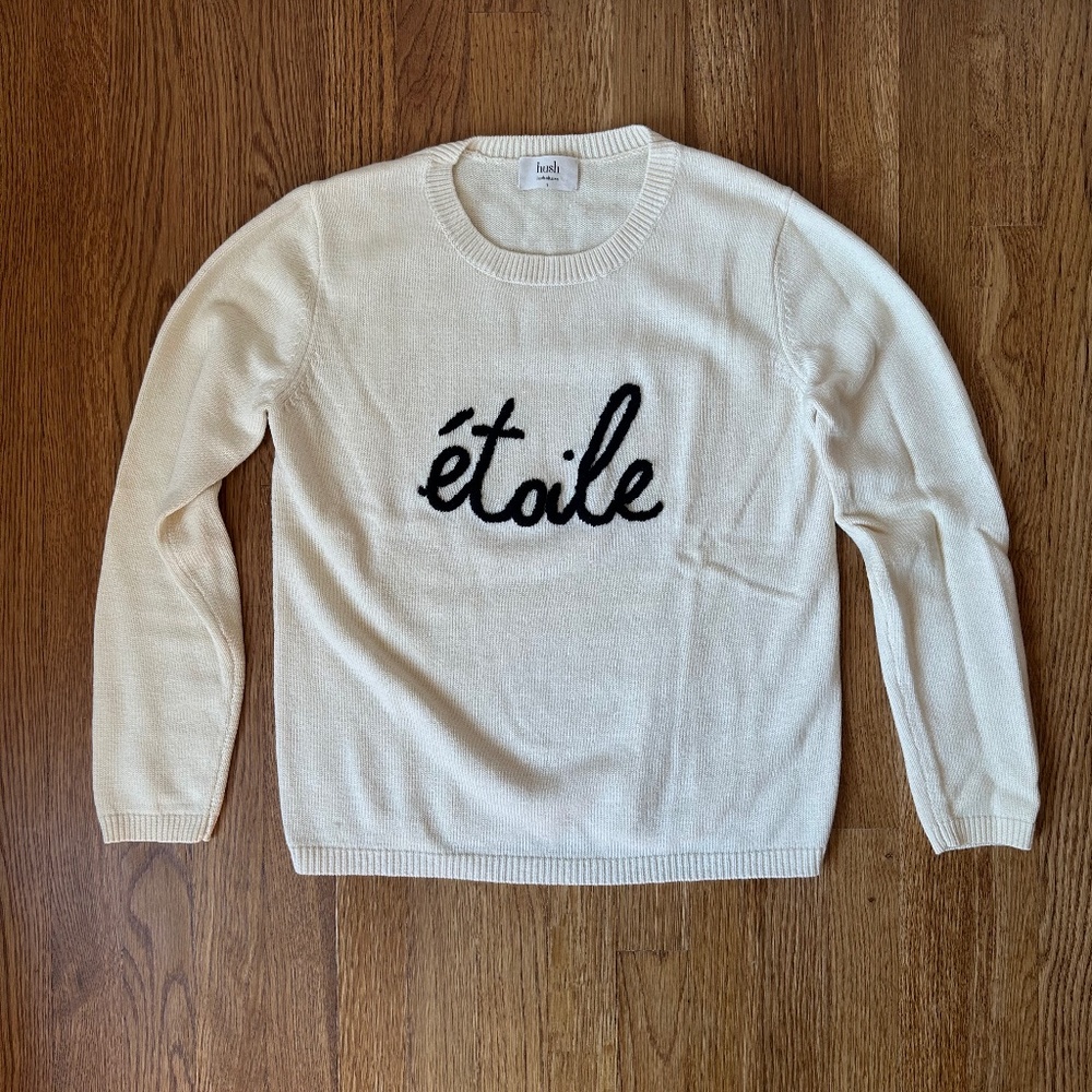 Womens Hush Etoile Merino Wool and Cotton Sweater, Ivory, Size Small NWOT